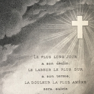 Cartes de prière de deuil Lot de 3 Français carte religieuse « Canivet » Début du 20ème siècle Pieuse Image Christian Iconographie