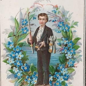 First Holy Communion Card "Canivet" Français début du 20ème siècle Chromo Image Iconographie Eucharistie, Première Communion Sainte