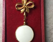 Gold and Glass Picture Photo Vintage Memento Mori Mourning Locket Victorian Bow Brooch and Pendant French Hallmarks