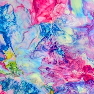 11x11 Acrylic Ink Resin Wall Art, Abstract Mixed Colors Paint Artwork, Handmade One-of-a-kind