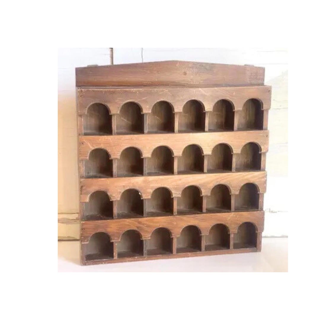 Vintage Wooden Display Cabinet for 24 Knick Knacks | Small Curio Shelf ...