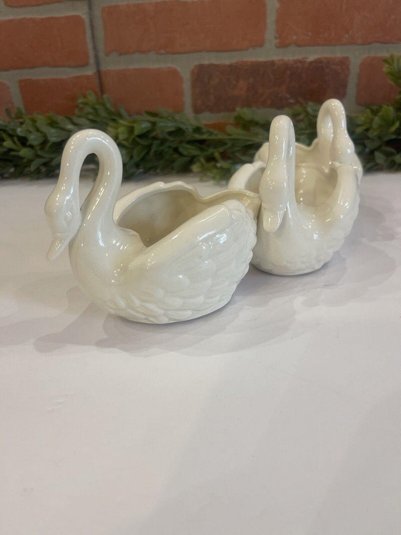 Lenwile Ardalt Artware 3 Porcelain Swans Figurine Japan 10 3/4" W Collectible | Set of three swans | Swan Planters| Gifts for Her | Vintage image 3