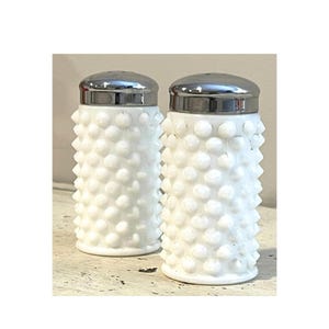 Fenton Hobnail White Milk Glass Salt and Pepper Shakers | Vintage Milk Glass with Original Sticker | Set of Salt & Pepper Shakers | Kitchen