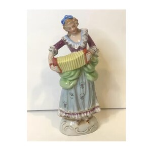 Occupied Japan Figurine – Woman Playing Accordion – Vintage Hand