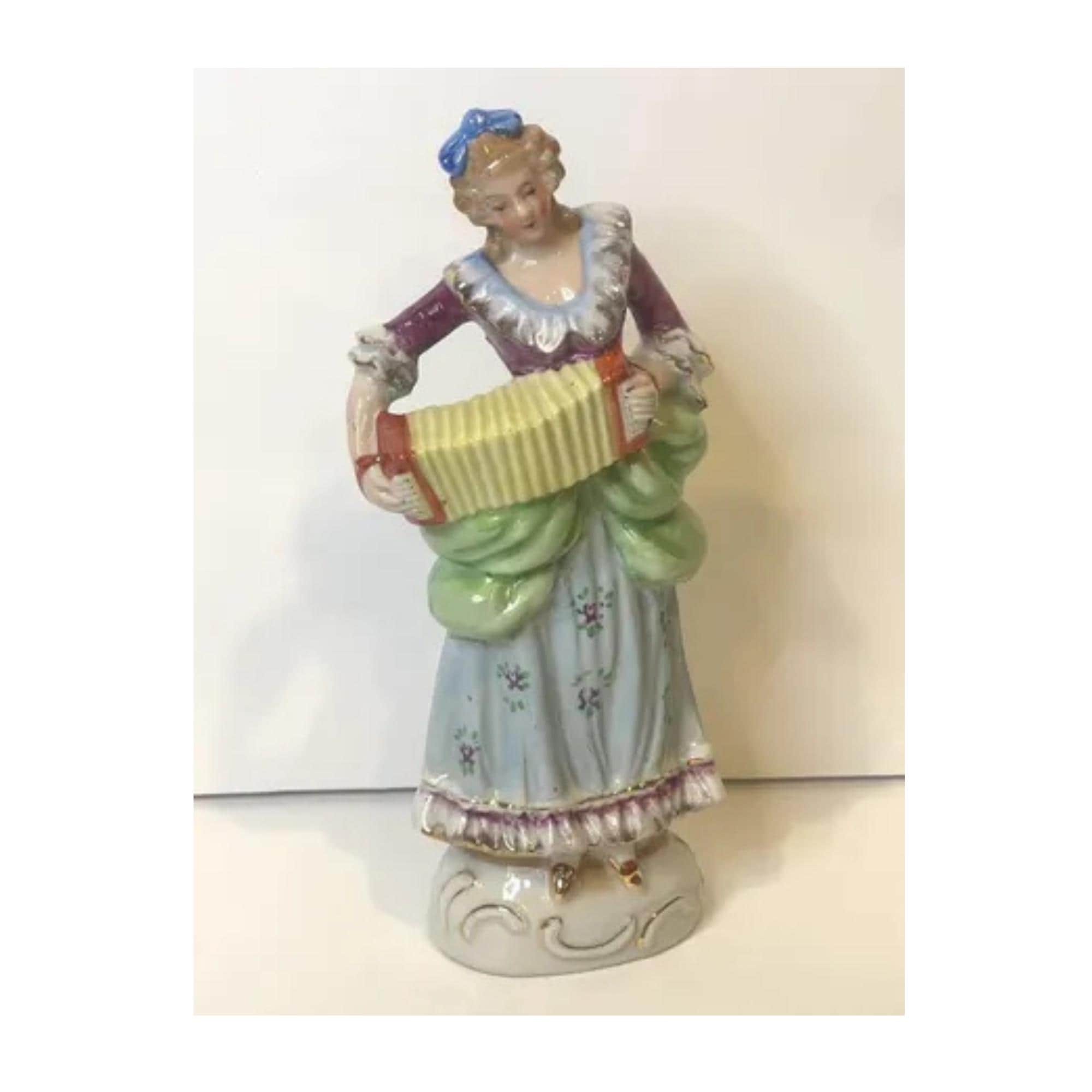 Occupied Japan Figurine – Woman Playing Accordion – Vintage Hand