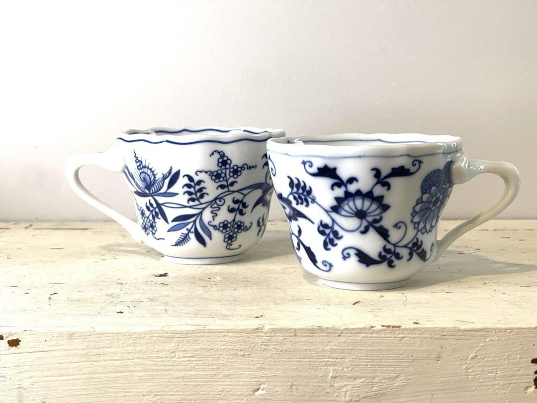 Blue Danube Tea Cups Set of Two | Japan Blue Onion Style Teacups | Blue ...