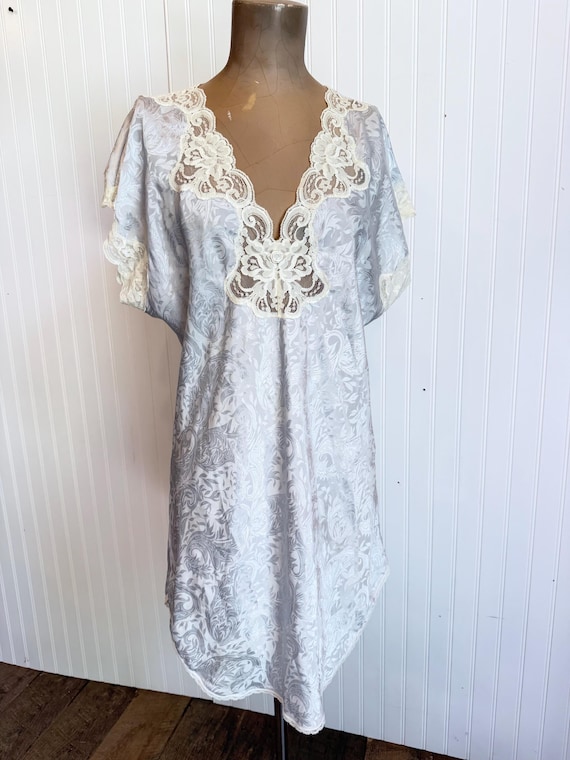 Vintage Lucie Ann II Lace Nightgown | Women's Short Sleep Gown | Romantic White Lingerie | Cottagecore Nightdress | Bridal Sleepwear | White
