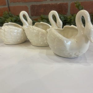 Lenwile Ardalt Artware 3 Porcelain Swans Figurine Japan 10 3/4" W Collectible | Set of three swans | Swan Planters| Gifts for Her | Vintage image 2