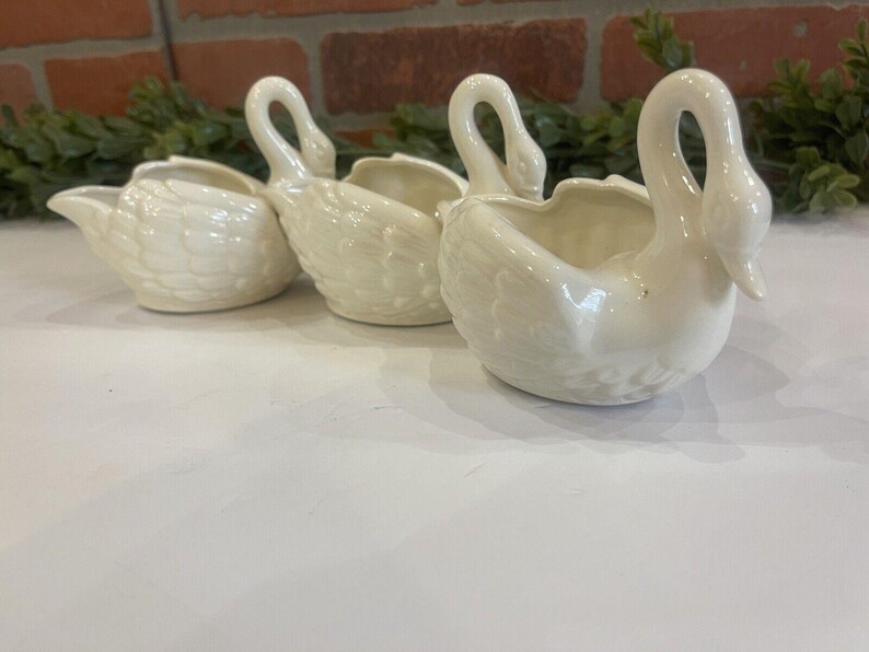 Lenwile Ardalt Artware 3 Porcelain Swans Figurine Japan 10 3/4" W Collectible | Set of three swans | Swan Planters| Gifts for Her | Vintage image 2