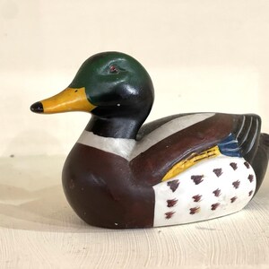 Vintage Mallard Drake Pottery Duck | Hand Painted Waterfowl Figurine | Cottagecore Home Decor | Rustic Cabin Accent | 6" Collectible Statue image 3