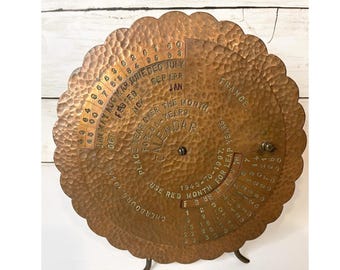 Vintage Brass Perpetual Calendar: Mid Century Indian Desk Ornament