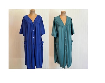 Vintage Anthony Richards House Dress Robe | Button Front Lounger with Pockets | Duster Housecoat | Granny Chic Sleepwear | PICK YOUR COLOR