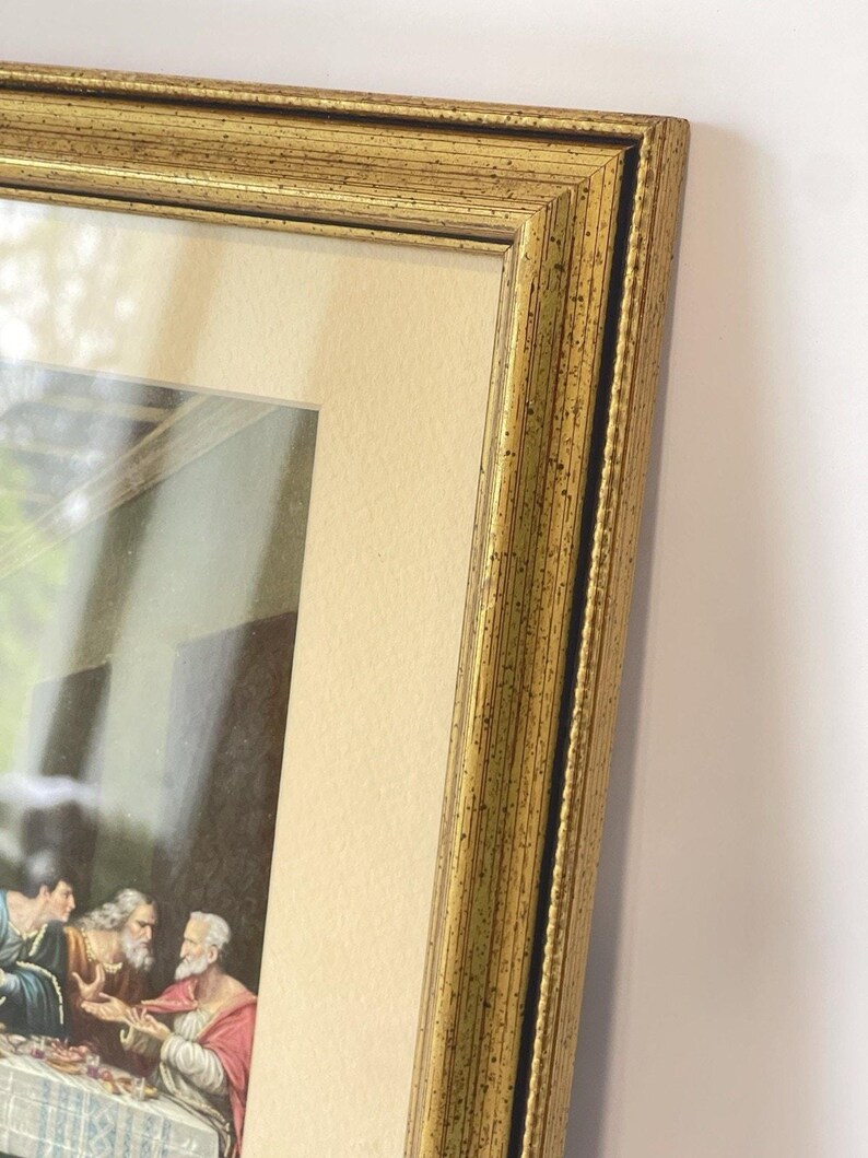 Lords Table Frame The Last Supper Vintage Print Gold Frame | Lords Supper Wall Art ...