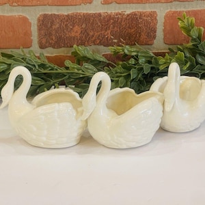 Lenwile Ardalt Artware 3 Porcelain Swans Figurine Japan 10 3/4" W Collectible | Set of three swans | Swan Planters| Gifts for Her | Vintage image 1