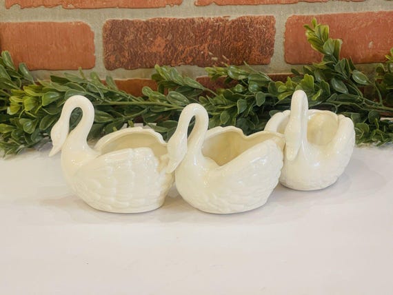 Lenwile Ardalt Artware 3 Porcelain Swans Figurine Japan 10 3/4" W Collectible | Set of three swans | Swan Planters| Gifts for Her | Vintage