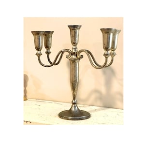 Godinger Silver Plated 5 Arm Candelabrum | Vintage Silver Candle Holder Centerpiece | Ornate 12&quot; Candlestick | Elegant Table Decor | Vintage