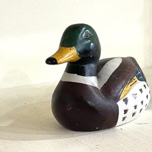 Vintage Mallard Drake Pottery Duck | Hand Painted Waterfowl Figurine | Cottagecore Home Decor | Rustic Cabin Accent | 6" Collectible Statue image 7