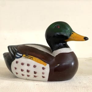 Vintage Mallard Drake Pottery Duck | Hand Painted Waterfowl Figurine | Cottagecore Home Decor | Rustic Cabin Accent | 6" Collectible Statue image 6
