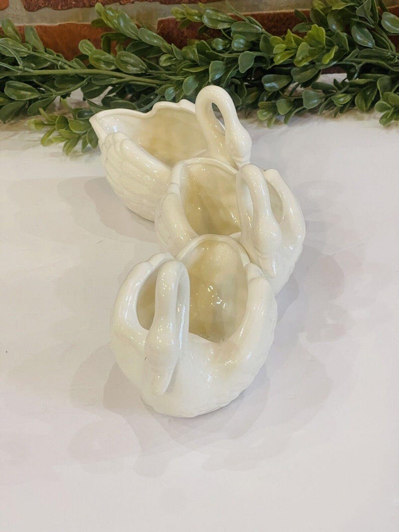 Lenwile Ardalt Artware 3 Porcelain Swans Figurine Japan 10 3/4" W Collectible | Set of three swans | Swan Planters| Gifts for Her | Vintage image 5