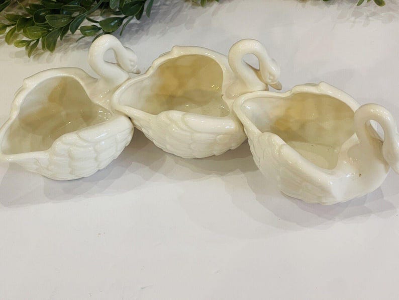 Lenwile Ardalt Artware 3 Porcelain Swans Figurine Japan 10 3/4" W Collectible | Set of three swans | Swan Planters| Gifts for Her | Vintage image 6