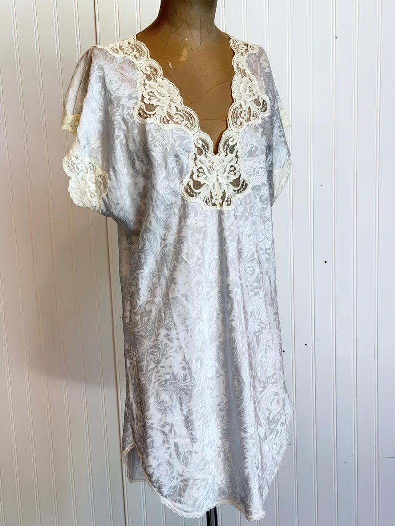 Vintage Lucie Ann II Lace Nightgown | Women's Short Sleep Gown | Romantic White Lingerie | Cottagecore Nightdress | Bridal Sleepwear | White image 8