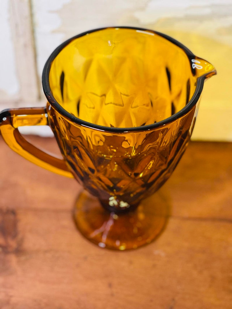 Vintage Amber Glass Pitcher Indian Glass Vintage Glass Etsy