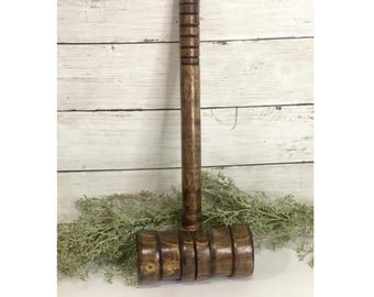 Rustic Wooden Mallet Decor | Vintage Style Farmhouse Tool | Primitive Wood Mallet Display Piece | Cottagecore Kitchen Decor| Antique Mallet