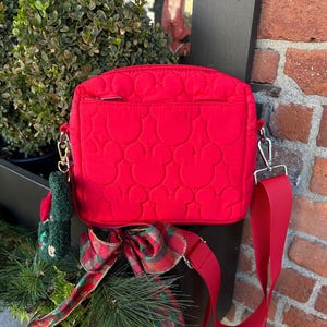 Red Quilted Mouse Crossbody Bag