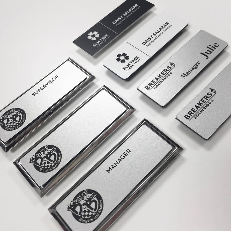 Custom engraved name tag magnetic name tags for work staff etsy