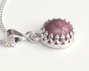 925 Sterling silver Rhodonite necklace charm pendant with 16'', 18'', 20'' sterling silver chain (8)