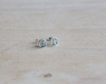 925 Sterling silver stud earrings with natural Fluorite