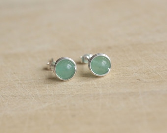 925 Sterling silver stud earrings with natural Aventurine