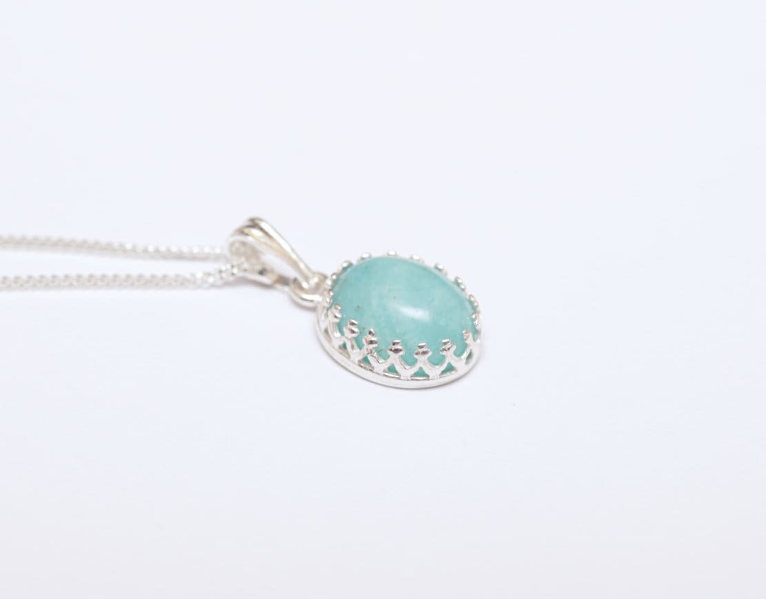 Collana In Argento Sterling Con Ciondolo In Amazzonite Peruviana - Lunghezza 50 Cm - Gioiello Delicato Femminile - 5