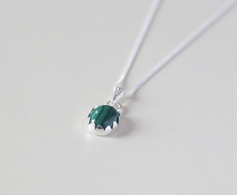 20/'/' sterling silver chain 925 Sterling silver and Malachite necklace charm pendant with 16/'/' 18/'/'