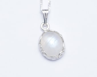 925 Sterling silver Rainbow Moonstone necklace charm pendant with 16'', 18'', 20'' sterling silver chain