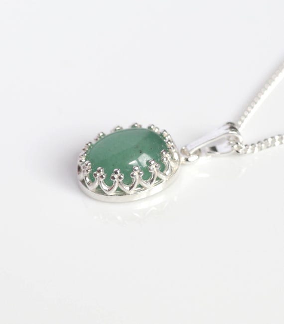 925 Sterling silver and Green Aventurine necklace charm pendant