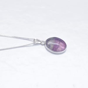 925 Sterling silver and Rainbow Fluorite necklace charm pendant with 16&#39;&#39;, 18&#39;&#39;, 20&#39;&#39; sterling silver chain