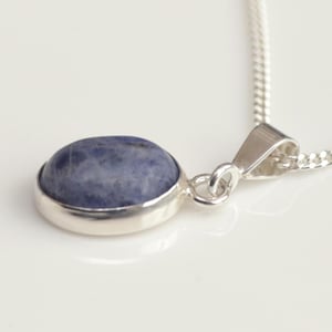 925 Sterling silver and Sodalite necklace charm pendant with sterling silver chain