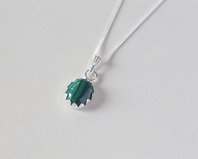 20/'/' sterling silver chain 925 Sterling silver and Malachite necklace charm pendant with 16/'/' 18/'/'