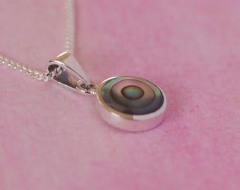 925 Sterling silver and Abalone / Paua shell necklace charm pendant