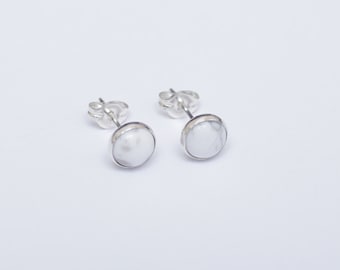 925 Sterling silver stud earrings with  natural Howlite