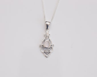 925 Pendentif breloque en argent sterling et en nacre avec chaîne en argent sterling de 16'', 18'', 20''