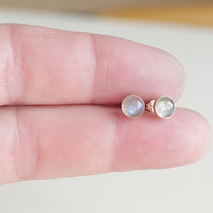 Gold filled stud earrings with natural Labradorite