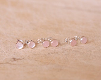 Pink Rose Quartz Crystal Earrings Small Rose Earrings Crystal Gemstone Silver Aesthetic Earrings Quartz Earrings Birthday Gift For Her UK