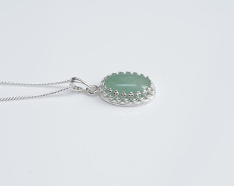 925 Sterling silver and Aventurine necklace charm pendant 10x14
