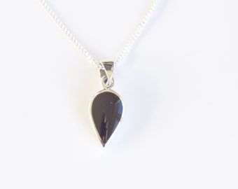 Colgante de plata de ley 925 y ágata de ónix negro para collar