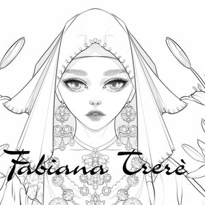 Sardinian Princess • italy • digital stamp • line art • traditional • Grayscale Coloring Page for Adults, instant download, JPEG. historical