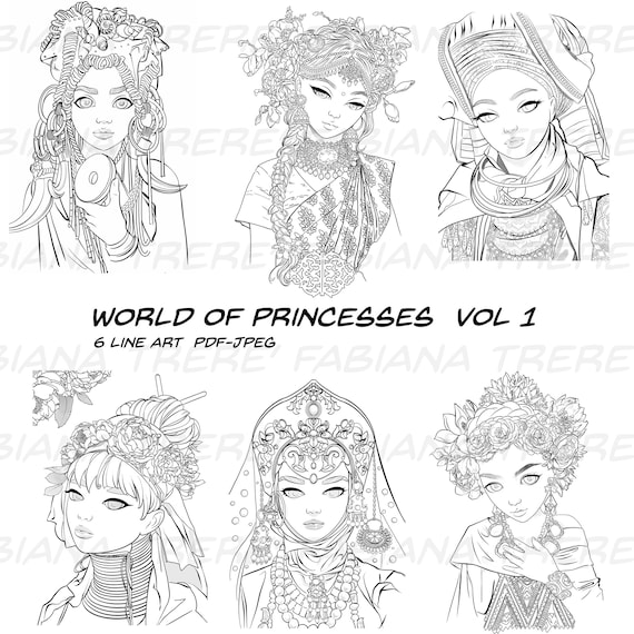 Cartoon Princesses Adult Coloring Pages -  Israel