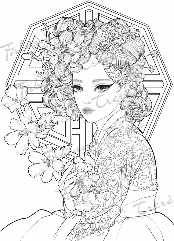 Korean Hanbok Coloring Page Korean New Year 