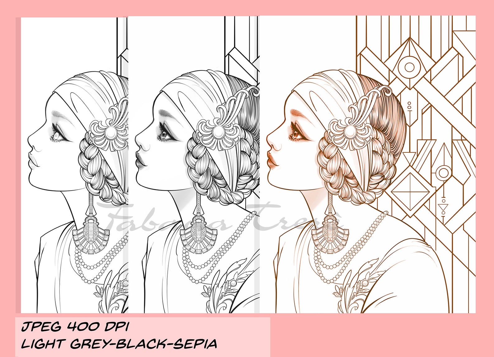 Free Printable Art Deco Princess Coloring Pages